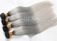 Cheveux droits non-traités de Vierge de prolongements de cheveux d'Ombre de gris argenté
