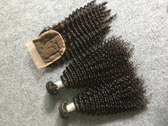 Pleine et épaisse armure péruvienne de cheveux non-traitée avec la fermeture bouclée frisée
