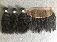 Armure bouclée frisée péruvienne de cheveux non-traitée avec le bandeau de la dentelle 13x4