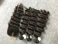 Cheveux profonds lâches de Vierge de Brésilien de la vague 100% de Vierge avec la couleur naturelle de fermeture
