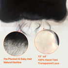 13 x 4 prolongements brésiliens transparents de cheveux de Vierge de la dentelle 100% pour la jeune fille