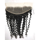 Noircissez la vague profonde de cheveux de Remy de Vierge de Brésilien de 100% 3 paquets avec le bandeau de la dentelle 13x4