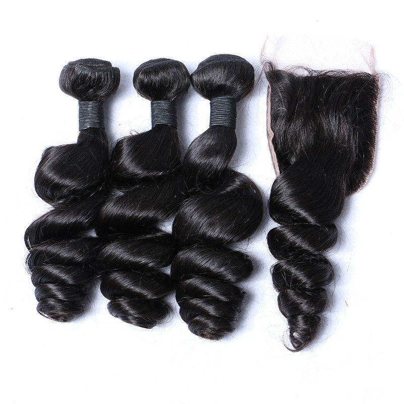 Noir naturel de vrais de Remy 8A prolongements malaisiens de cheveux pour les cheveux bouclés de femmes